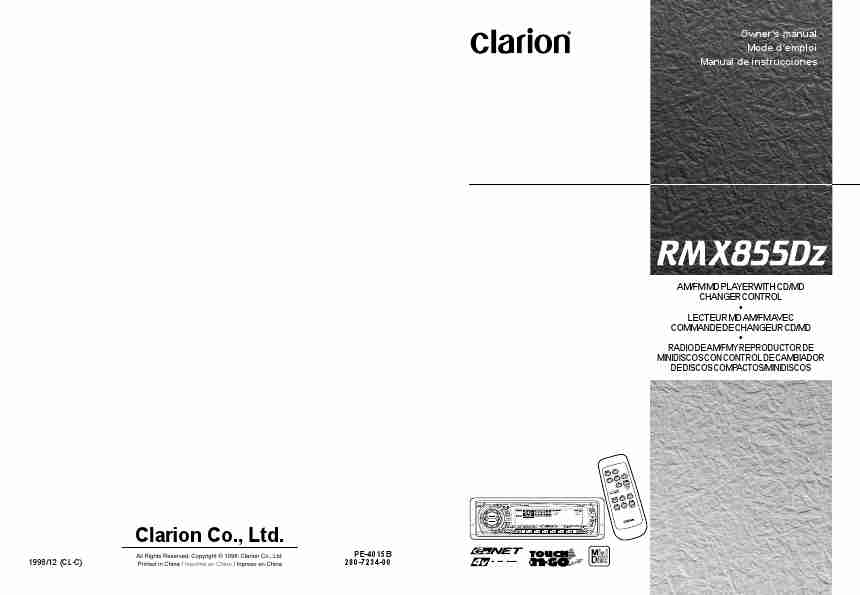 Clarion Stereo System RMX855Dz-page_pdf